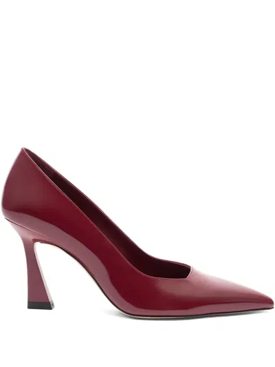 Stuart Weitzman 85mm Vinnie Pointed-toe Patent-leather Pumps In Red