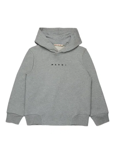 Marni Kids Gray Long-sleeved Hoodie In Gray