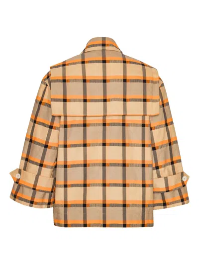 Henrik Vibskov Checked Double-breasted Jacket In Brown