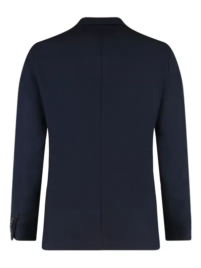 Hugo Boss Boss Double-breasted Wool Jacket In Blue