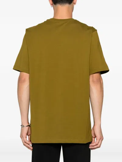 Msgm Cotton T-shirt With Front Printed Logo In Green