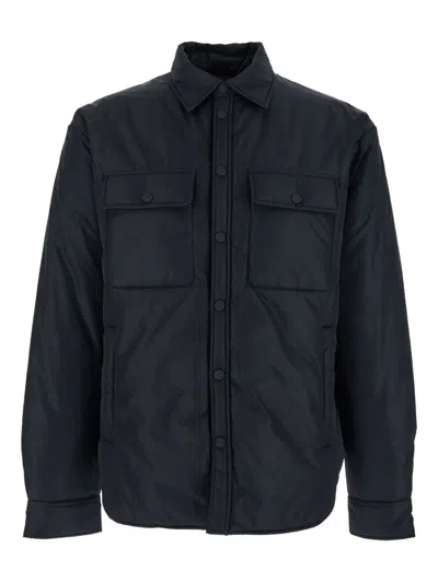 Dsquared2 Black Jacket With Classic Collar And Logo Print On The Rear In Tech Fabric Man In Black