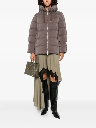 Moorer Trapezoidal Quilted Down Jacket With Transformative Design In Brown