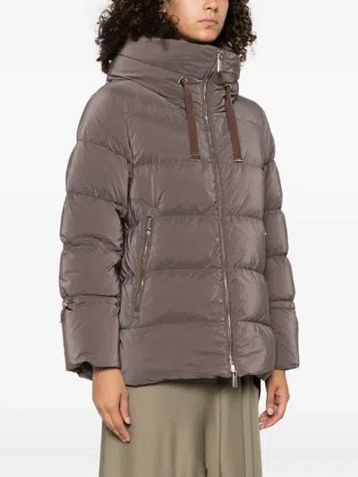 Moorer Trapezoidal Quilted Down Jacket With Transformative Design In Brown