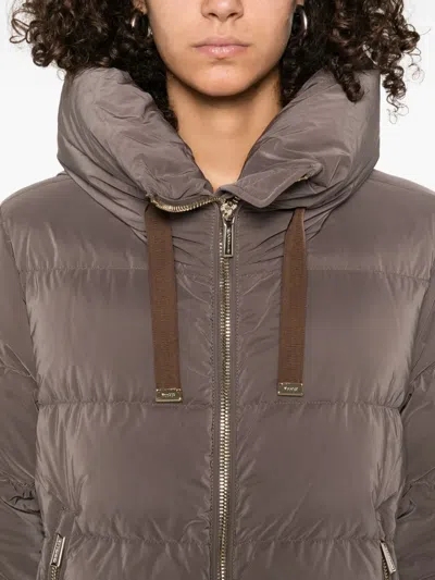 Moorer Trapezoidal Quilted Down Jacket With Transformative Design In Brown