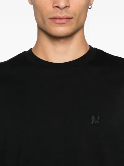 Msgm Logo-embroidered Cotton T-shirt In Black