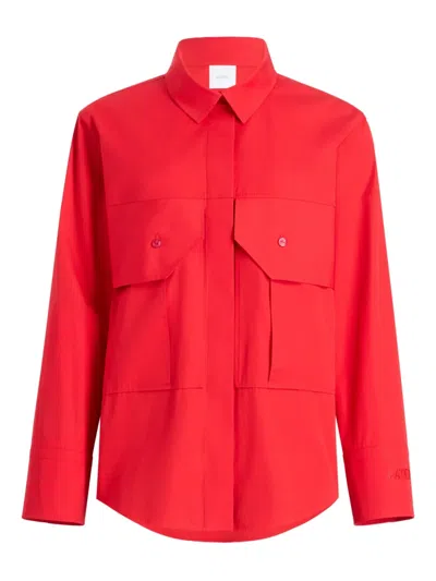 Patou Organic Cotton Poplin Cargo Blouse In Red