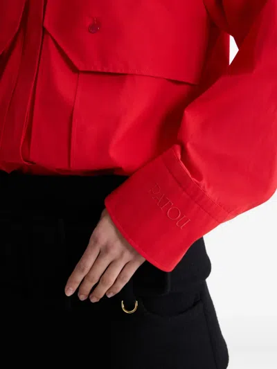Patou Organic Cotton Poplin Cargo Blouse In Red