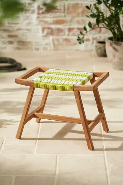 Terrain Havana Wicker + Teak Stool, Stripe