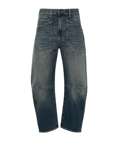 Nili Lotan Shon Barrel Jeans In Classic Wash In Blue