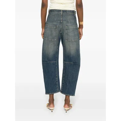 Nili Lotan Shon Barrel Jeans In Classic Wash In Blue