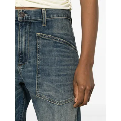 Nili Lotan Shon Barrel Jeans In Classic Wash In Blue
