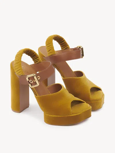 Chloé Chloe' Women Aria Velvet Sandals In Yellow