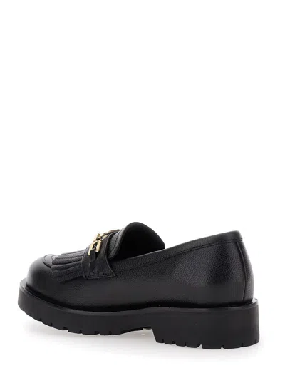Twinset Twin-set Tassel Loafers With Logo Chain In Black