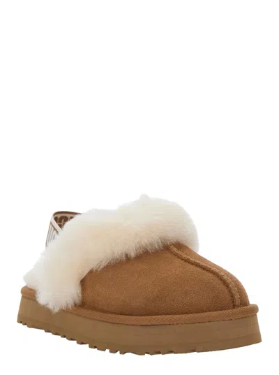 Ugg Brown Funkette Suede Slippers In Brown
