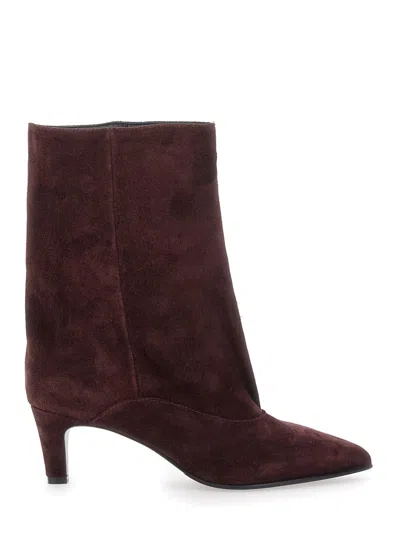 Strategia Maroon Suede Ankle Boots In Burgundy