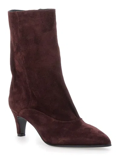 Strategia Maroon Suede Ankle Boots In Burgundy