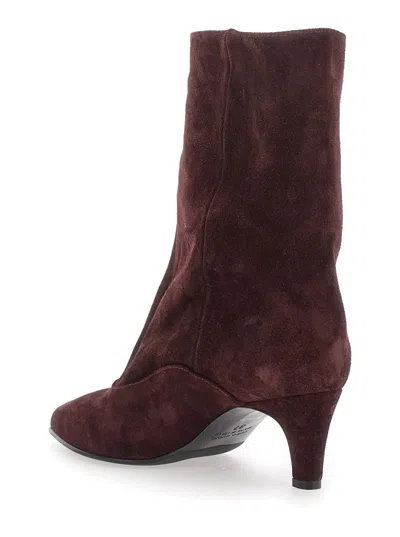 Strategia Maroon Suede Ankle Boots In Burgundy
