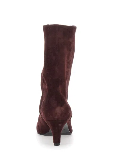 Strategia Maroon Suede Ankle Boots In Burgundy