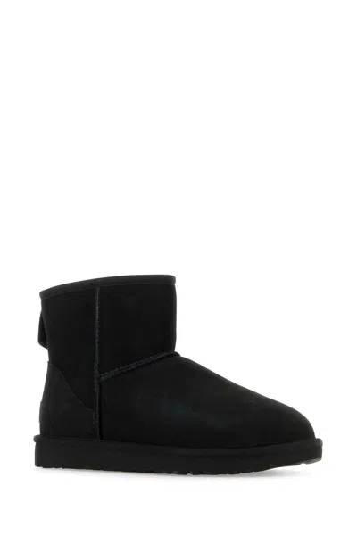 Ugg Classic Mini Black Ankle Boots With Logo Patch On The Rear In Suede Woman