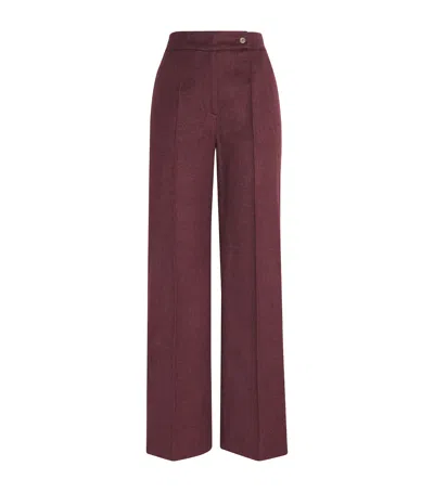 Colombo Cashmere Straight Tailored Trousers In Burgundy