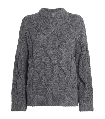 Colombo Kid Cashmere Cable-knit Sweater In Gray