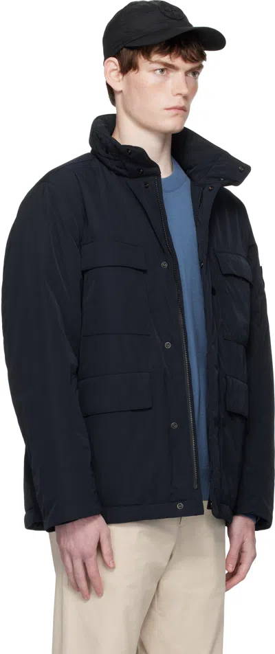 Stone Island Padded Field Jacket In Micro Twil In Blue