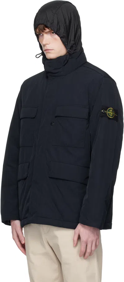 Stone Island Padded Field Jacket In Micro Twil In Blue