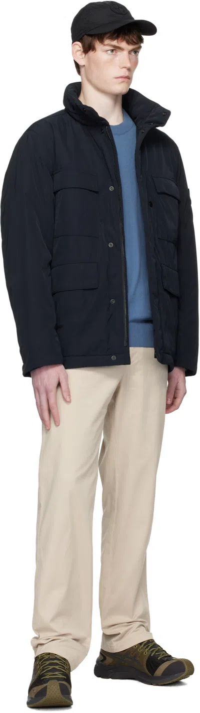 Stone Island Padded Field Jacket In Micro Twil In Blue