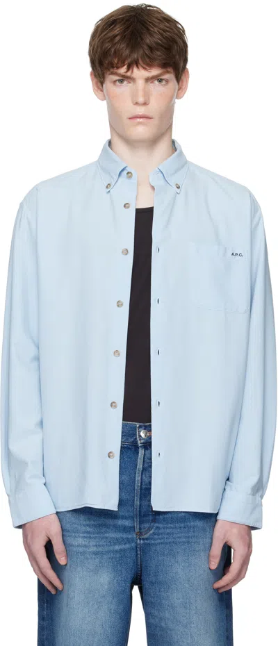Apc Blue Mateo Logo Shirt In Blue