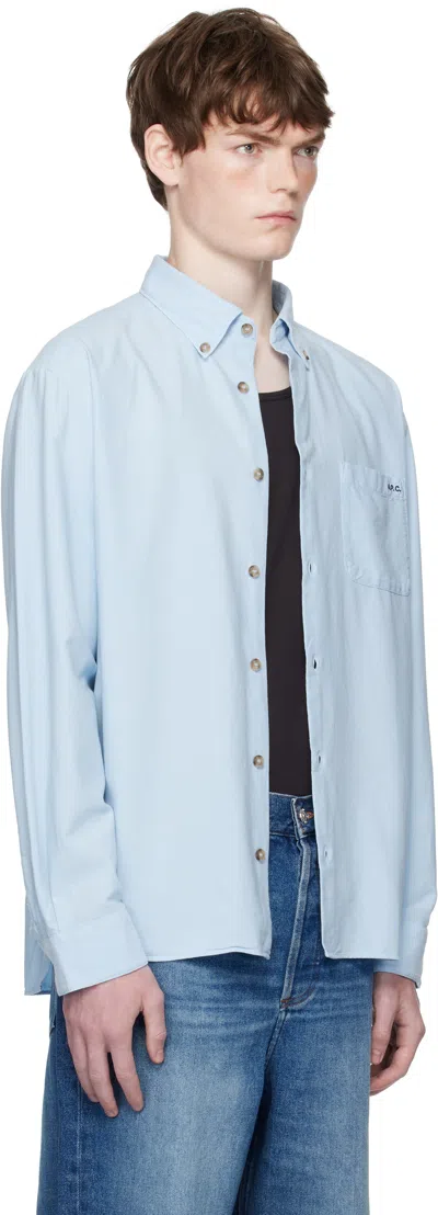 Apc Blue Mateo Logo Shirt In Blue