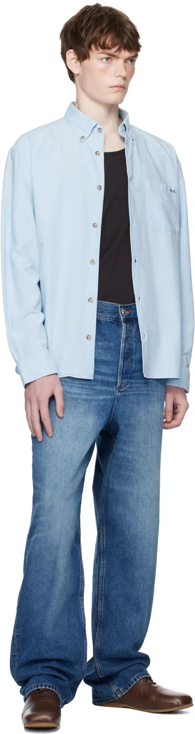 Apc Blue Mateo Logo Shirt In Blue