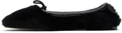 Hereu Black Puntera Shearling Ballerina Flats In Black