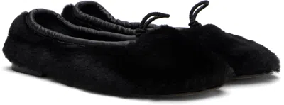 Hereu Black Puntera Shearling Ballerina Flats In Black