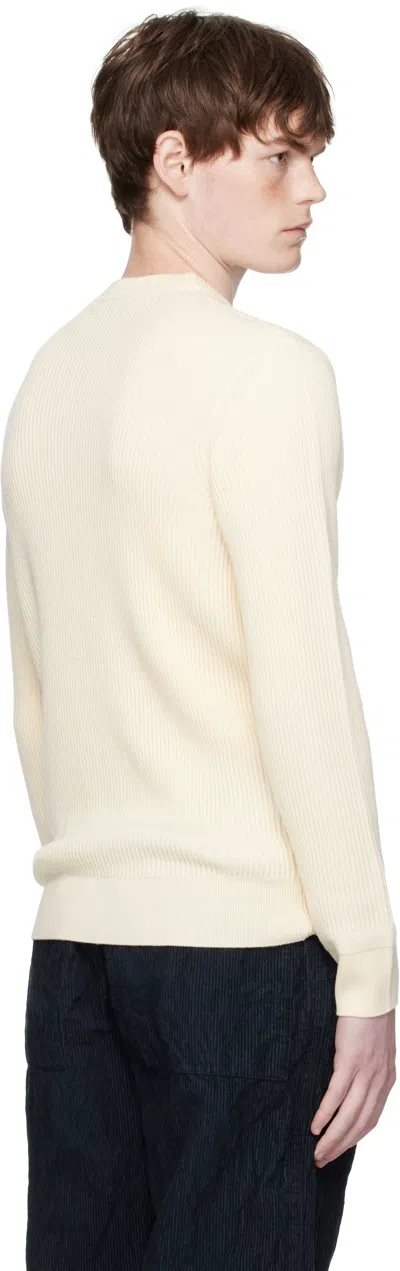 Stone Island Ivory Ribbed Knit Sweater With Crew Neckline In Multi