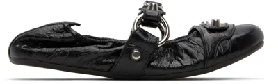 Balenciaga City Nappa Leather Ballet Flats In Black