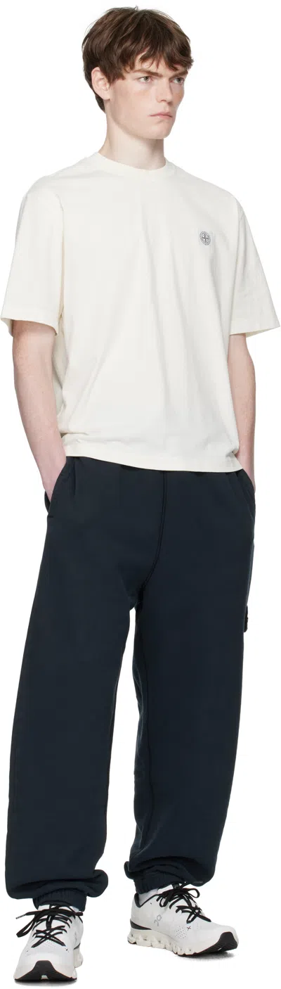 Stone Island Short-sleeved Crew Neck T-shirt With Subtle Emblem Patch In White