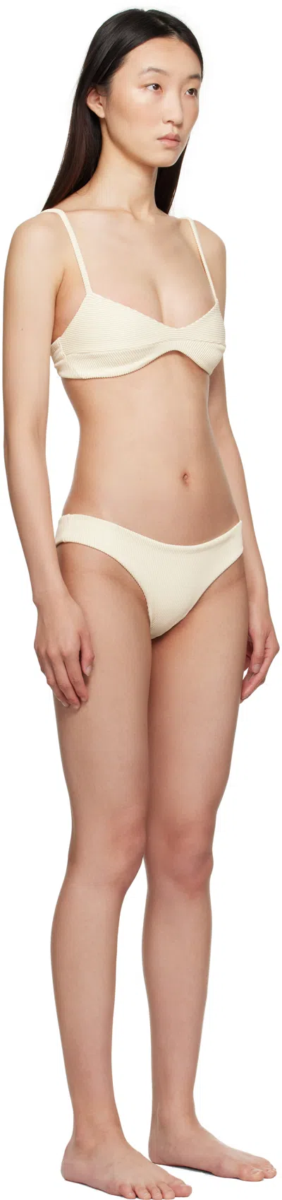 Haight Off-white Adjustable Ribbed Monica & Ribbed Basic Bikini In Neutral