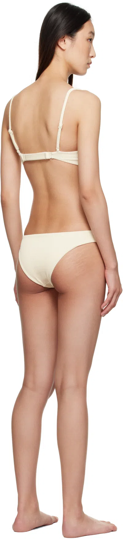 Haight Off-white Adjustable Ribbed Monica & Ribbed Basic Bikini In Neutral