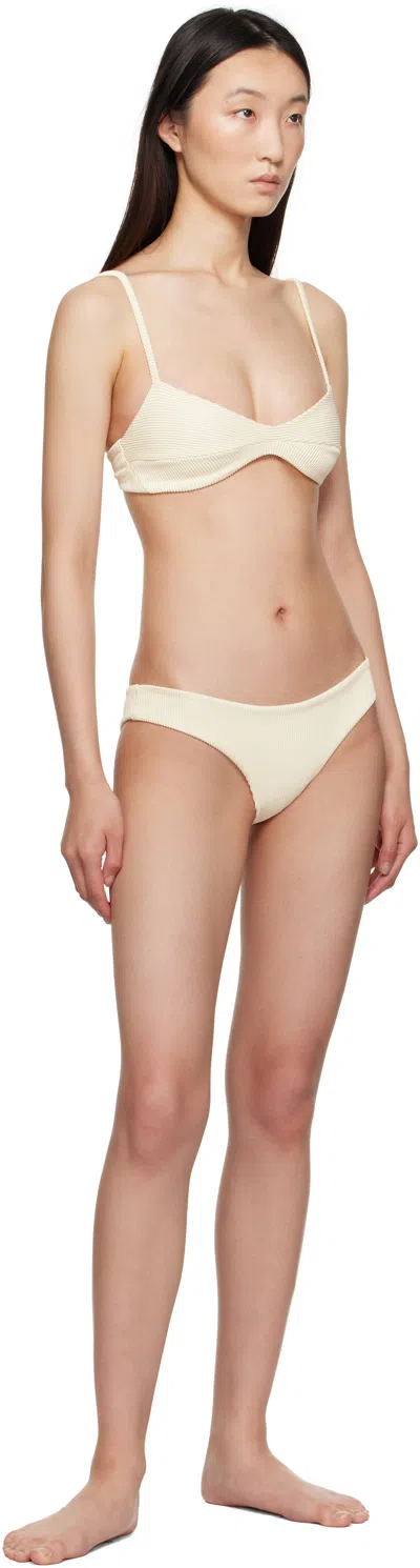 Haight Off-white Adjustable Ribbed Monica & Ribbed Basic Bikini In Neutral