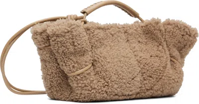 Hereu Beige Arta Mini Curly Shearling Bag In Sand