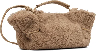 Hereu Beige Arta Mini Curly Shearling Bag In Sand