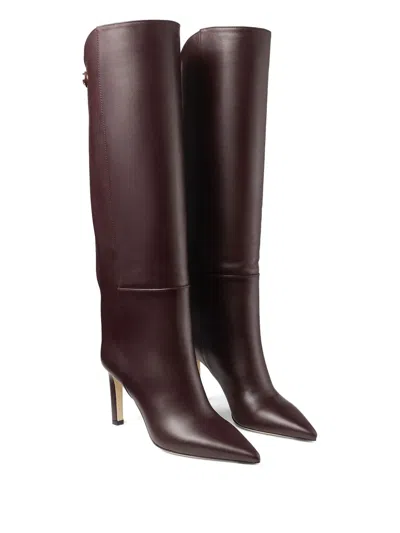 Jimmy Choo Alizze Ks 85 Boot In Deep Merlotleather In Burgundy