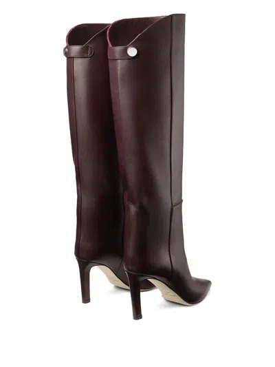 Jimmy Choo Alizze Ks 85 Boot In Deep Merlotleather In Burgundy