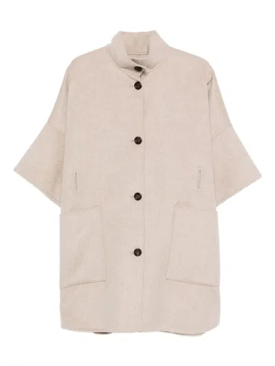 Liu •jo Liu Jo Relaxed Beige Coat With Button Fastening And Patch Pockets In Pink