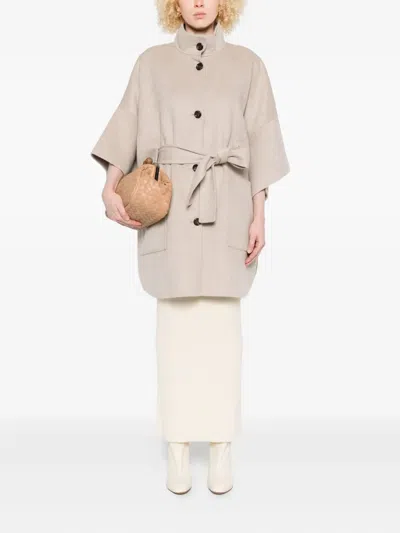 Liu •jo Liu Jo Relaxed Beige Coat With Button Fastening And Patch Pockets In Pink