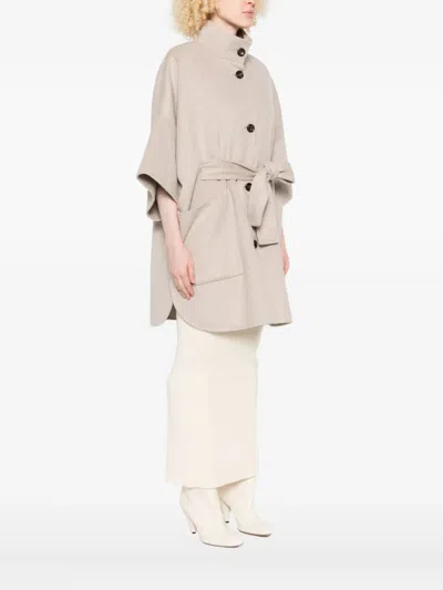 Liu •jo Liu Jo Relaxed Beige Coat With Button Fastening And Patch Pockets In Pink
