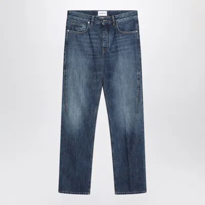 Givenchy Straight Jeans Dark Blue Washed Effect Men In Blue
