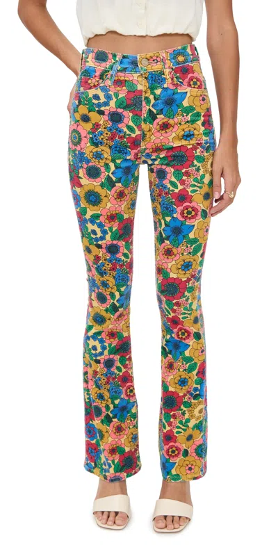 Mother High Waisted Weekender Skimp Corduroy Jeans Track And Flower Fields In Multi