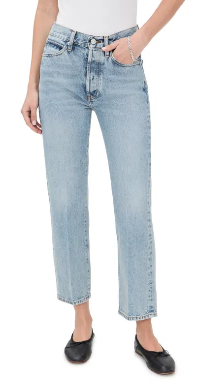 Frame The Staple High Waist Straight Leg Jeans In Blue